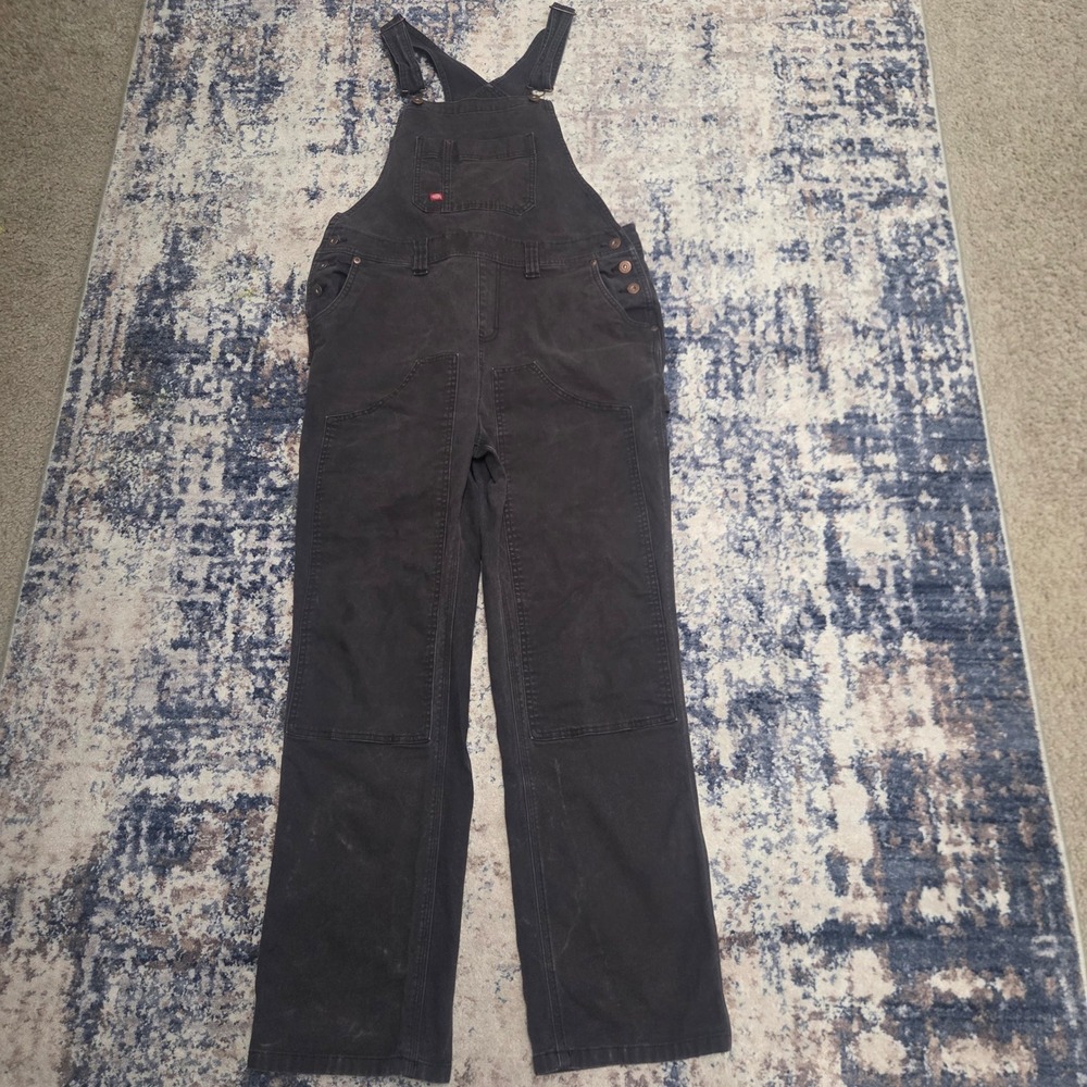 Dickies Overalls Mens 38x30 Black Duck Canvas Double Knee Workwear Bibs Gorpcore